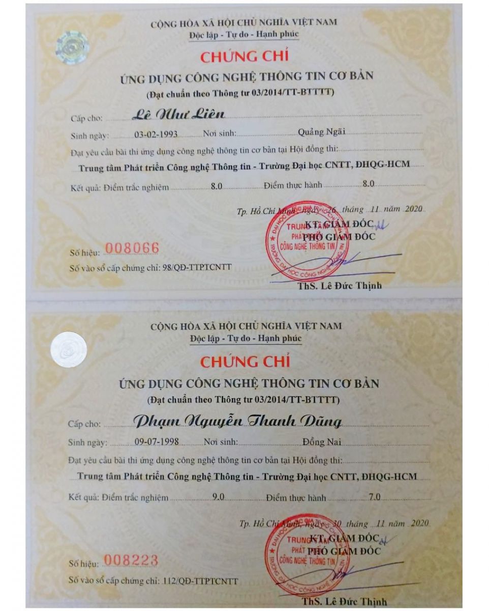 chứng chỉ ứng dụng công nghệ thông tin (CNTT)